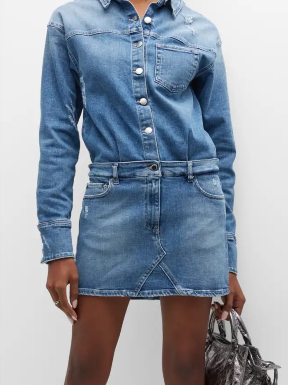 Fashion Nova Light Blue Denim Button-Front Jacket